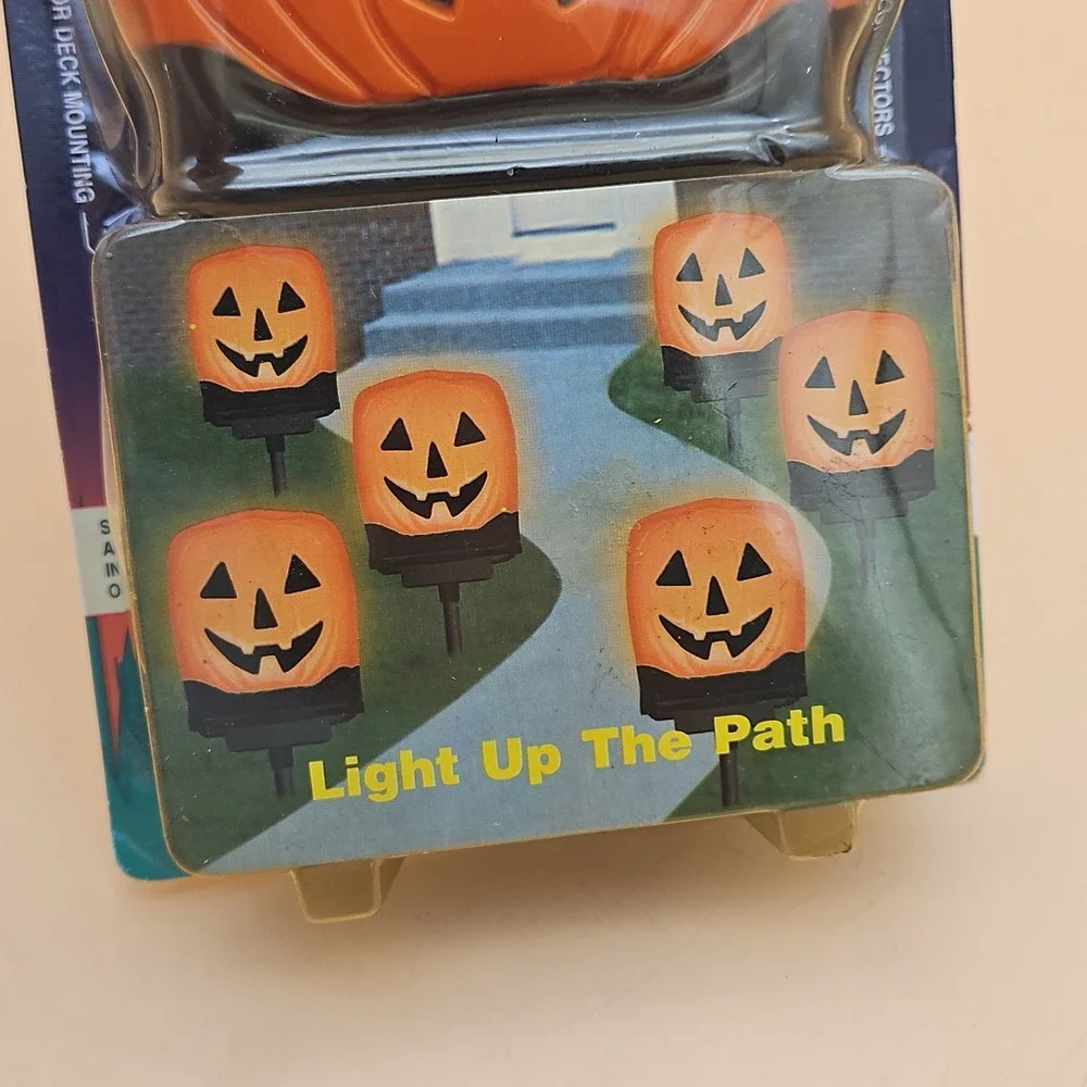 Vintage Halloween Decoration Lawn Blinkers‎ Pumpkin Path Lights 1997 NOS